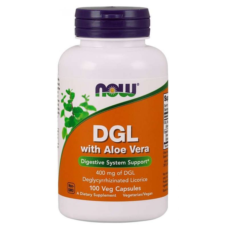 DGL with Aloe Vera - Korzeń Lukrecji 400 mg + Aloe Vera (100 kaps.) NOW Foods