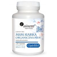 MSM Siarka organiczna Plus - Siarka MSM /metylosulfonylometan/ OptiMSM 750 mg + Witamina C 50 mg (180 tabl.) Aliness