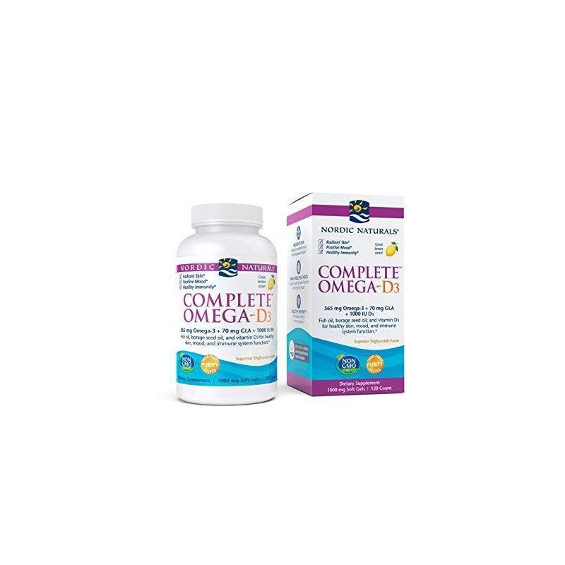 Complete Omega-D3 - Omega 3 + GLA + Witamina D3 o smaku cytrynowym (120 kaps.) Nordic Naturals