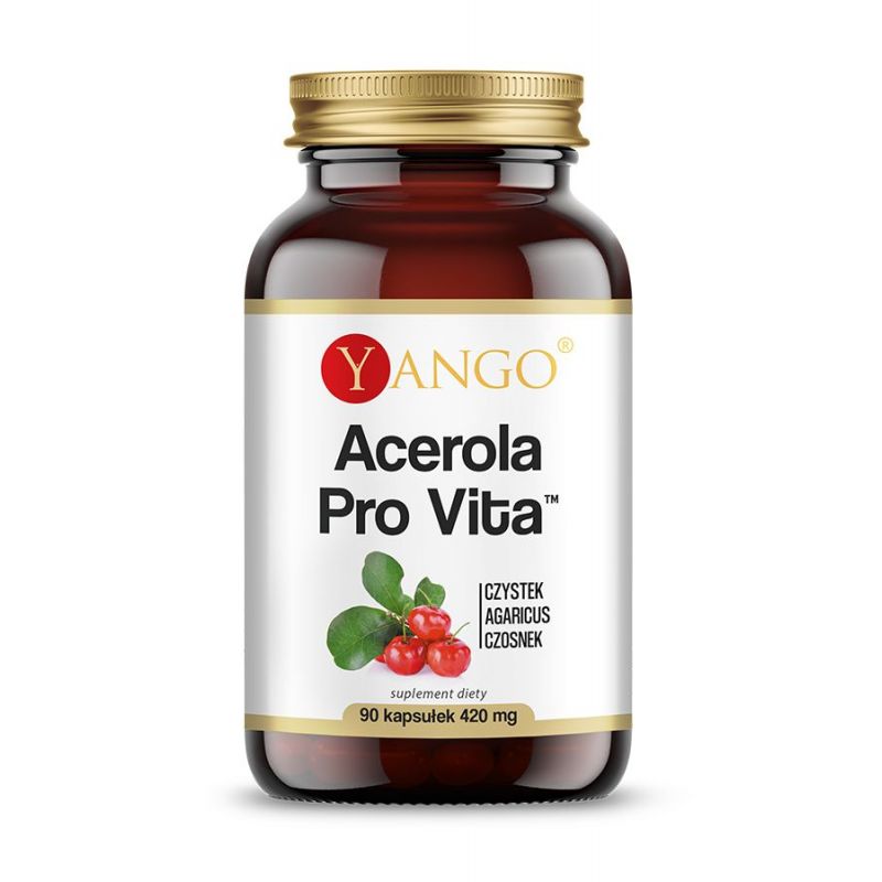 Acerola Pro Vita + Agaricus + Czystek + Czosnek (90 kaps.) Yango