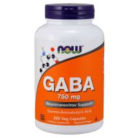GABA - Kwas Gamma Aminomasłowy 750 mg (200 kaps.) NOW Foods