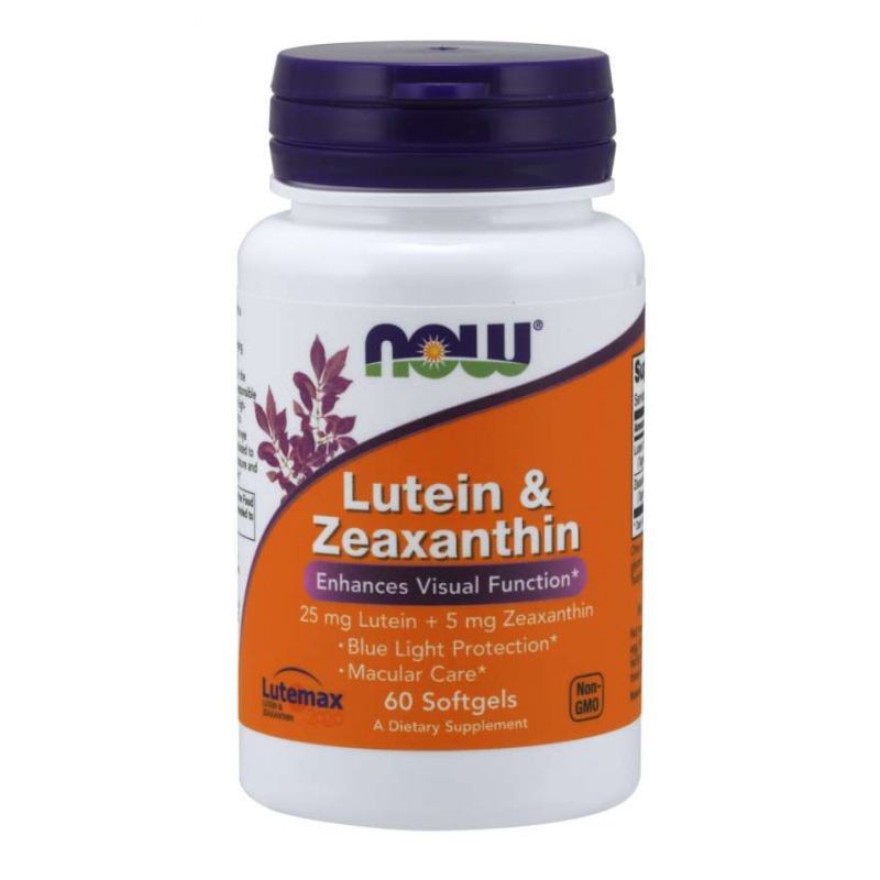 Luteina 25 mg i Zeaksantyna 5 mg (60 kaps.) NOW Foods