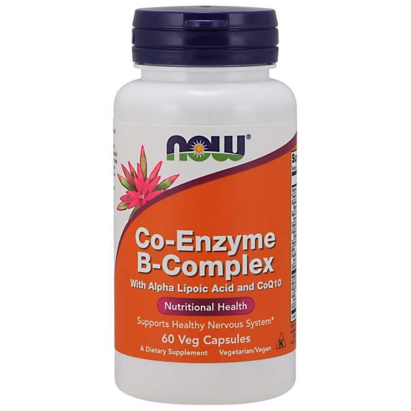 Co-Enzyme B-Complex - Kompleks Witamin z grupy B + Kwas alfa liponowy + Koenzym Q10 (60 kaps.) NOW Foods