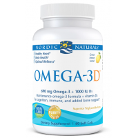 Omega-3D - Omega 3 + Witamina D3 o smaku cytrynowym (60 kaps.) Nordic Naturals