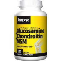 Glucosamine, Chondroitin, MSM - Glukozamina + Chondroityna + Siarka MSM (120 kaps.) Jarrow Formulas