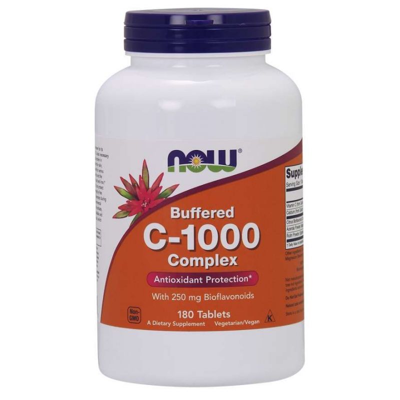 Buforowana Witamina C 1000 mg + Bioflawonoidy Cytrusowe 250 mg (180 tabl.) NOW Foods
