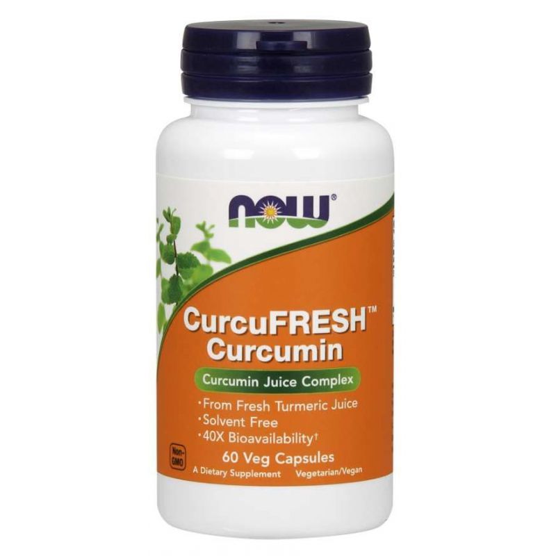 CurcuFRESH Curcumin - Sproszkowany sok z Kłącza Kurkumy (60 kaps.) NOW Foods