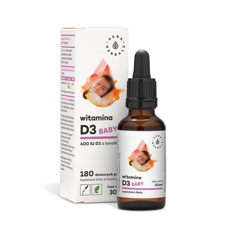 Witamina D3 Baby 400 IU w kroplach (30 ml) Aura Herbals