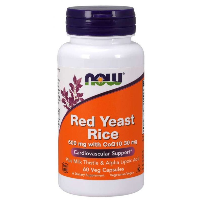 Red Yeast Rice 600 mg - Ryż Drożdżowy + Sylimaryna + Kwas Alfa Liponowy + Q10 (60 kaps.) NOW Foods