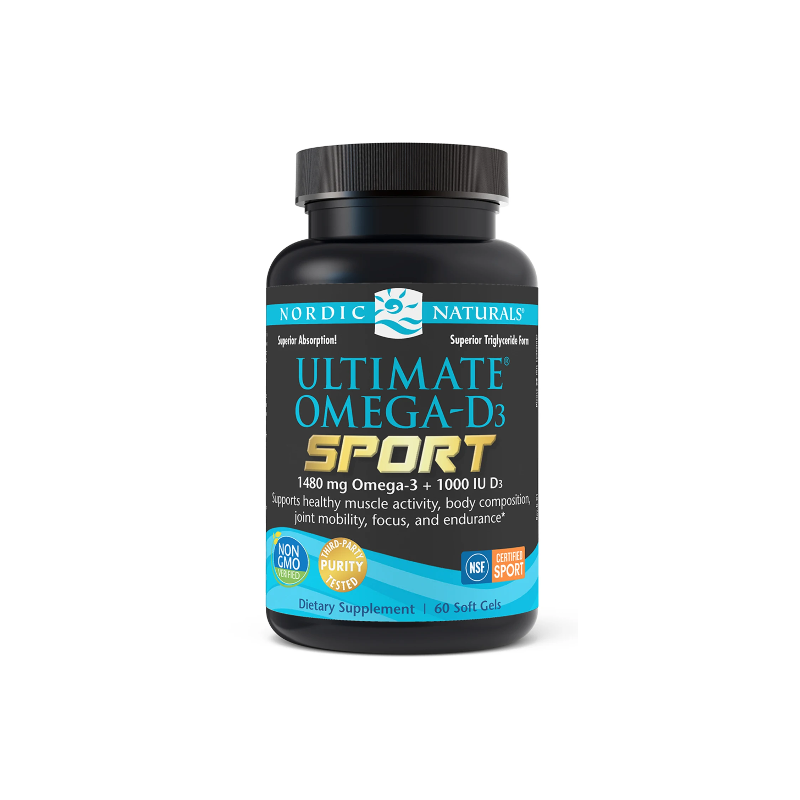 Ultimate Omega-D3 Sport - Omega 3 + Witamina D3 o smaku cytrynowym (60 kaps.) Nordic Naturals