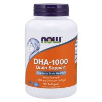 DHA-1000 Brain Support - Kwas dokozaheksaenowy DHA 1000 mg (90 kaps.) NOW Foods