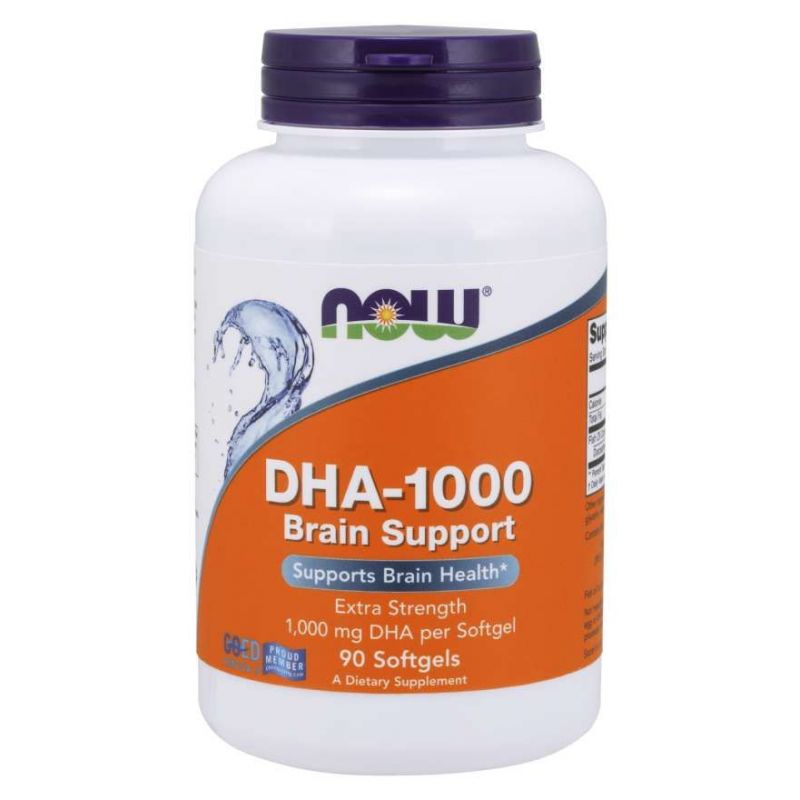 DHA-1000 Brain Support - Kwas dokozaheksaenowy DHA 1000 mg (90 kaps.) NOW Foods