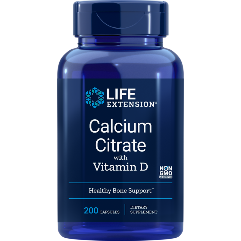 Calcium Citrate with Vitamin D - Cytrynian Wapnia + Witamina D3 (200 kaps.) Life Extension