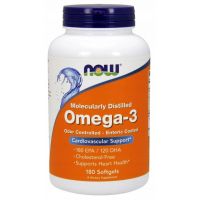 Omega 3 Molecularly Distilled - DHA 120 mg + EPA 180 mg (180 kaps.) NOW Foods