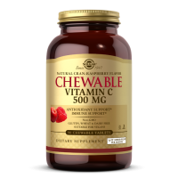 Vitamin C 500 mg Chewable - Witamina C do ssania + Acerola + Dzika róża Smak żurawina-malina (90 tabl.) Solgar