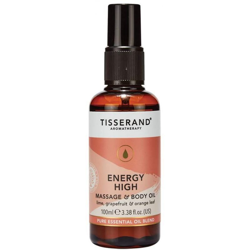 Energy High Massage & Body Oil - Olejek do masażu/ Limonka + Grejpfrut + Liść pomarańczy (100 ml) Tisserand