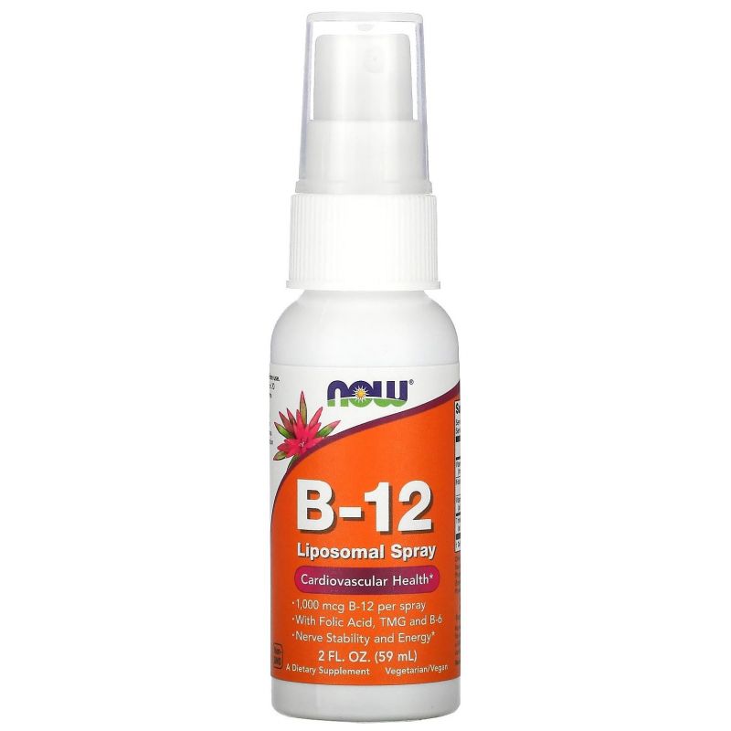 B-12 Liposomal Spray - Liposomalna witamina B12 + Witamina B6 + Kwas foliowy + TMG (59 ml) NOW Foods