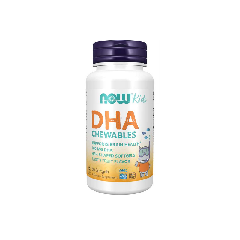 Kids Chewable DHA dla dzieci 100 mg (60 kaps.) Now Foods