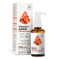Witamina A + D3 + E + K2 MK-7 w płynie z MCT - ADEK dla rodziny (50 ml) Aura Herbals