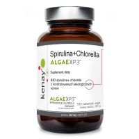 Spirulina + Chlorella ALGAEXP3 - Organiczna Spirulina i Chlorella (180 tabl.) Kenay
