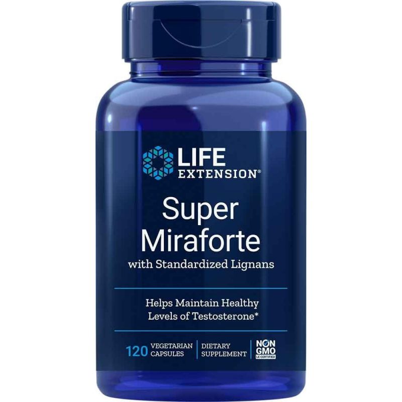 Super Miraforte with Standardized Lignans - Prawidłowy poziom testosteronu (120 kaps.) Life Extension