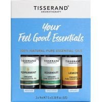 Your Feel Good Essentials Kit - Zestaw olejków eterycznych Mięta pieprzowa + Rozmaryn + Cytryna (3 x 9 ml) Tisserand