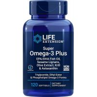 Super Omega-3 EPA/DHA z Lignanami Sezamowymi, Ekstraktem z Oliwek, Olejem z Kryla i Astaksantyną (120 kaps.) Life Extension