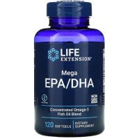 Mega EPA/DHA - EPA Kwas eikozapentaeonowy 360 mg + DHA Kwas dokozaheksaenowy 240 mg (120 kaps.) Life Extension