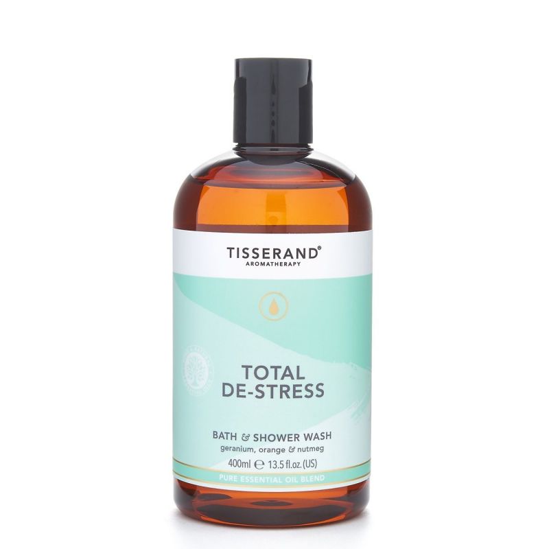 Total De-Stress Bath & Shower Wash - Żel do kąpieli Geranium + Pomarańcza + Gałka muszkatołowa (400 ml) Tisserand