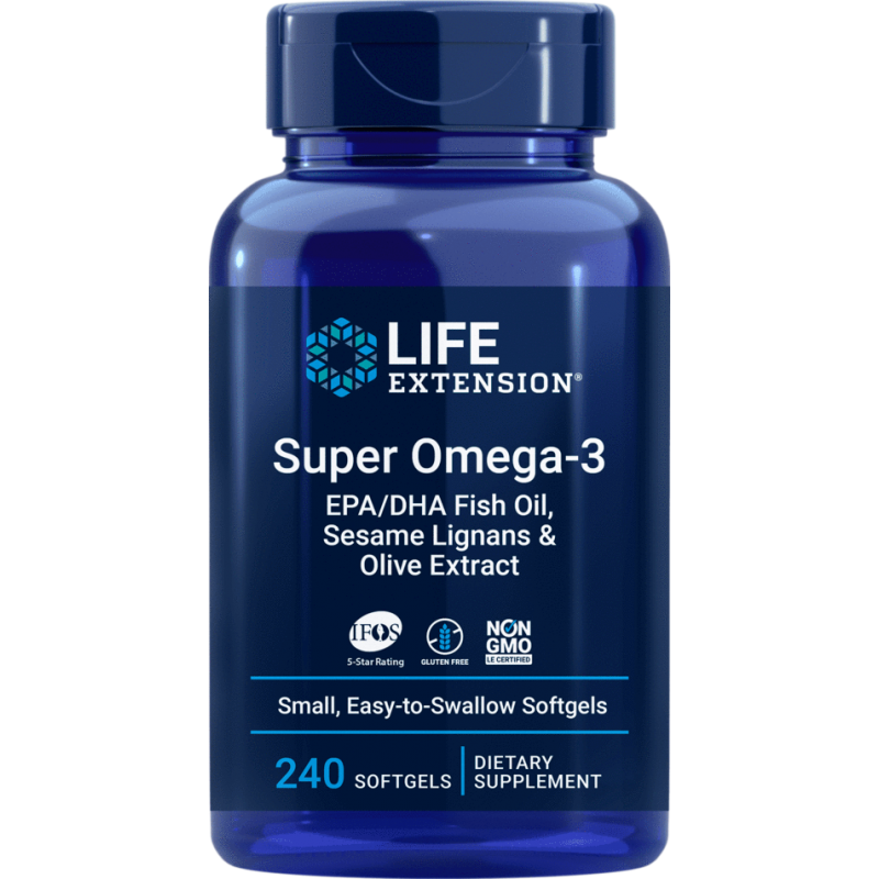 Super Omega-3 EPA/DHA z Lignanami Sezamowymi i Ekstraktem z Oliwek (240 kaps.) Life Extension