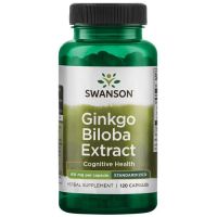 Ginkgo Biloba Extract - standaryzowany Miłorząb japoński 60 mg (120 kaps.) Swanson