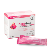 Colladrop Glow - hydrolizowany Kolagen morski HM 5000 mg Typ I i III - Skóra Włosy Paznokcie - saszetki 6,2 g (30 szt.) Aura Herbals