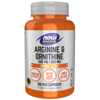 L-Arginina 500 mg + L-Ornityna 250 mg (100 kaps.) NOW Foods