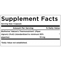 BioPerine - Piperyna - standaryzowany na 95% Piperyny Czarny Pieprz 10 mg (60 kaps.) Swanson