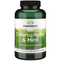 Chlorophyllin & Mint - Chlorofilina 500 mcg + Olejek miętowy 2 mg do żucia (500 tabl.) Swanson
