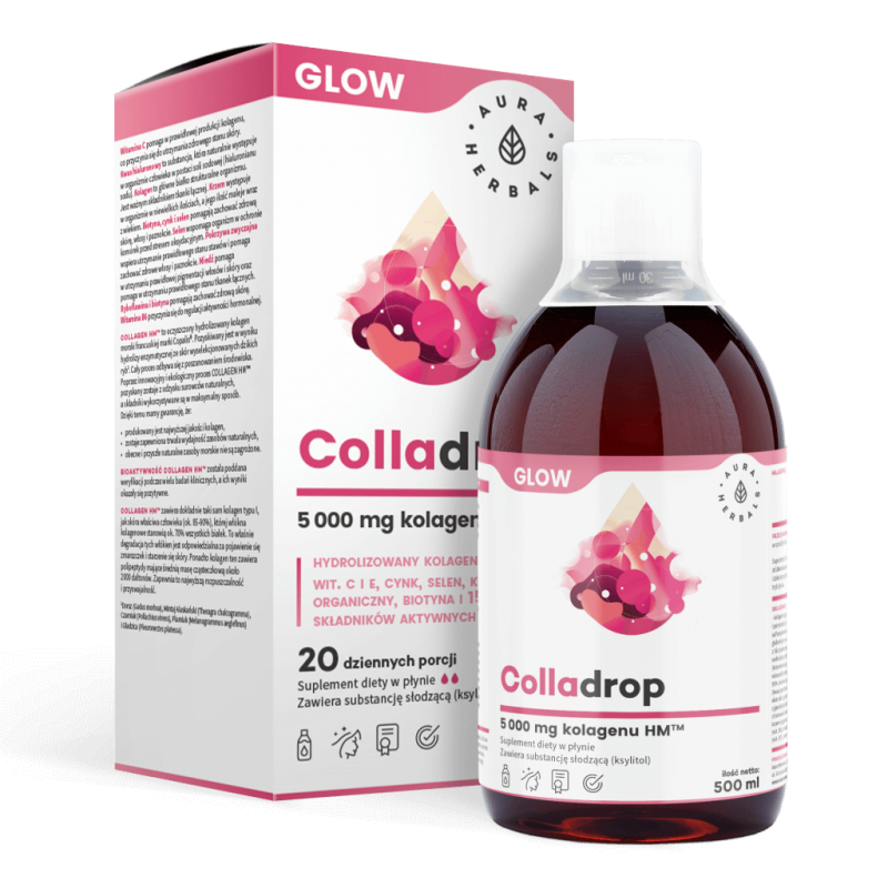 Colladrop Glow - Kolagen HM™ 5000 mg w płynie (500 ml) Aura Herbals