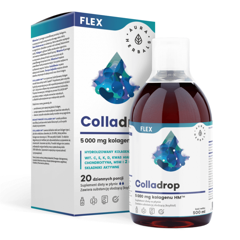Colladrop Flex - Kolagen HM™ 5 000 mg w płynie (500 ml) Aura Herbals