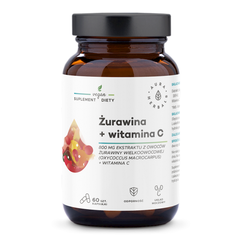 Żurawina 800 mg + Witamina C 200 mg (60 kaps.) Aura Herbals