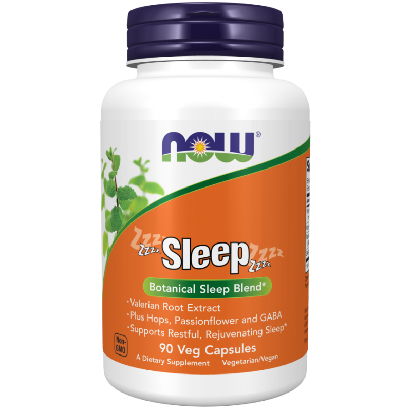 Sleep - Ułatwia zasypianie - Waleriana + Chmiel + Passiflora + GABA (90 kaps.) NOW Foods