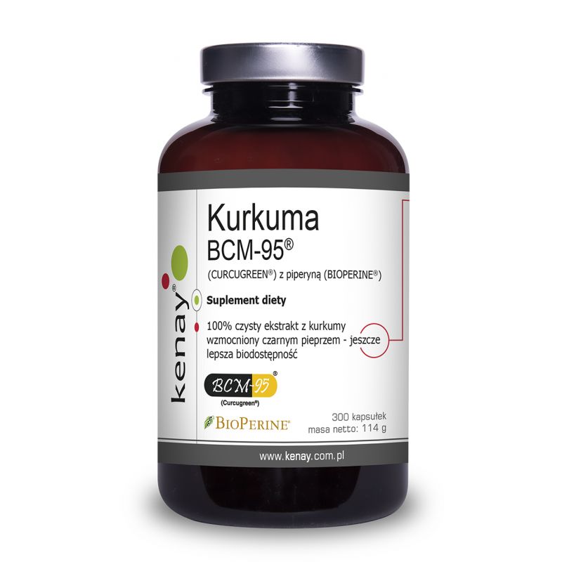 BCM-95 ekstrakt z kurkumy Curcugreen z piperyną Bioperine (300 kaps.) Kenay