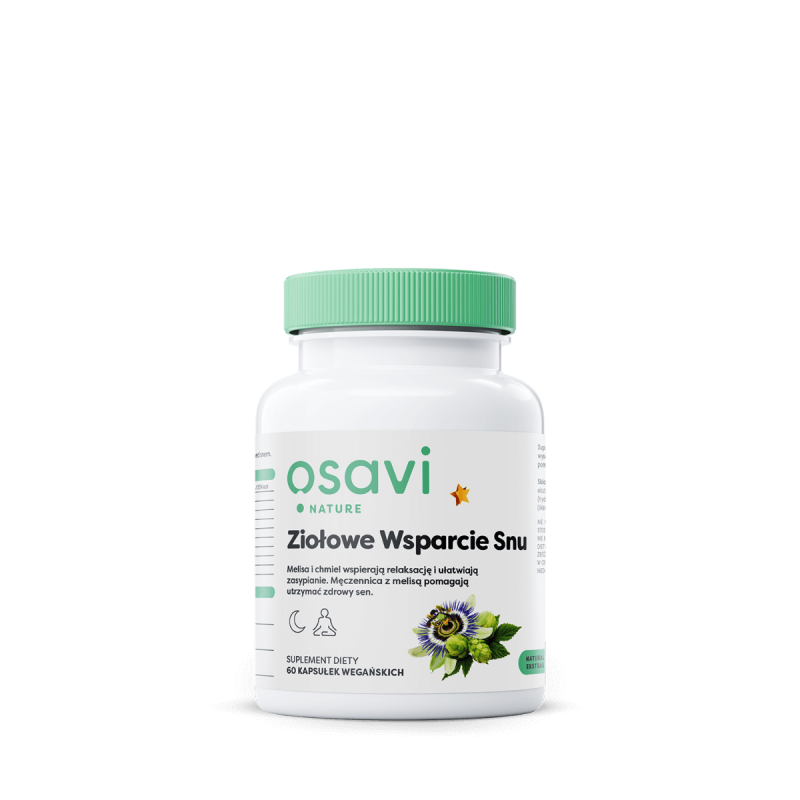 Ziołowe Wsparcie Snu - Męczennica 250 mg + Szyszka chmielu 100 mg + Melisa 80 mg (60 kaps.) Osavi