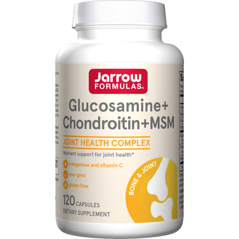 Glucosamine, Chondroitin, MSM - Glukozamina + Chondroityna + Siarka MSM (120 kaps.) Jarrow Formulas