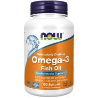 Omega 3 Fish Oil - DHA 120 mg + EPA 180 mg (100 kaps.) NOW Foods