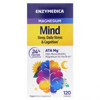 Magnesium Mind Sleep, Daily Stress and Cognition - Magnez ATA Mg /taurynian acetylu magnezu/ 350 mg (120 kaps.) Enzymedica