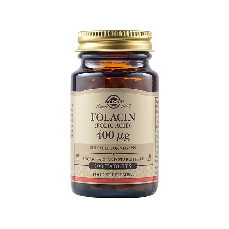 Folacin (Folic Acid) - Kwas foliowy 400 mcg (100 tabl.) Solgar