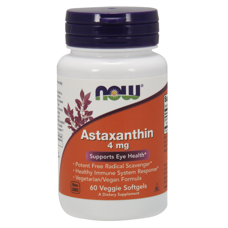Naturalna Astaksantyna 4 mg (60 kaps.) Now Foods