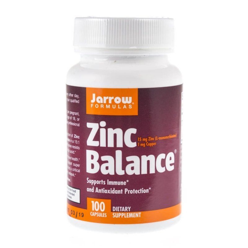 Zinc Balance L-OptiZinc - Cynk 15 mg + Miedź 1 mg (100 kaps.) Jarrow Formulas