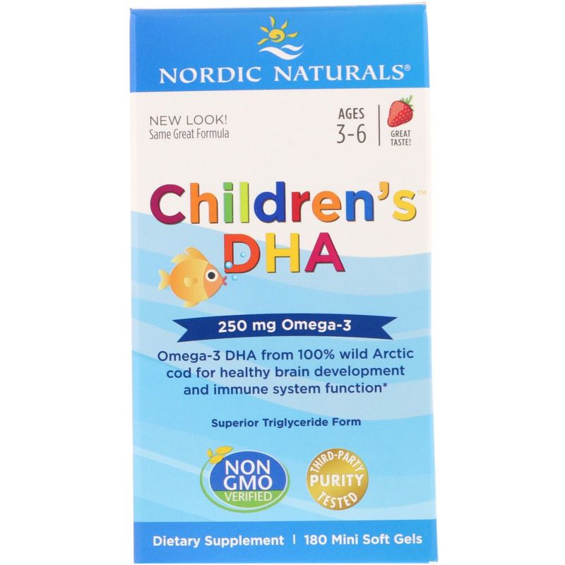 Childrens DHA 250 mg - DHA i EPA dla dzieci o smaku truskawkowym (180 kaps.) Nordic Naturals