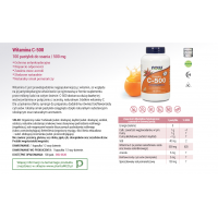 Witamina C 500 mg do ssania o smaku pomarańczowym (100 tabl.) NOW Foods